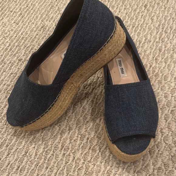 Miu Miu Denim Platform Espadrilles - Picture 2 of 3